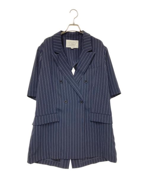 Ameri（アメリ）Ameri (アメリ) BACK CURTAIN OPEN HS JACKET ネイビー×ホワイト サイズ:Mの古着・服飾アイテム