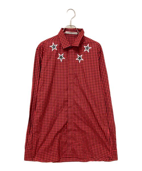 GIVENCHY（ジバンシィ）GIVENCHY (ジバンシィ) スタープリントギンガムチェックシャツ レッド サイズ:41の古着・服飾アイテム