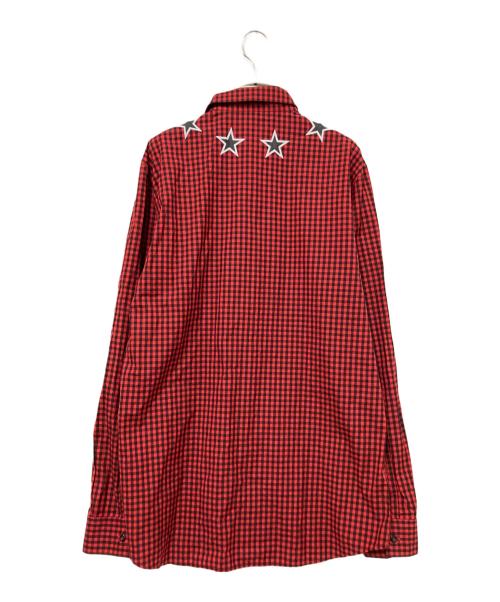 GIVENCHY（ジバンシィ）GIVENCHY (ジバンシィ) スタープリントギンガムチェックシャツ レッド サイズ:41の古着・服飾アイテム