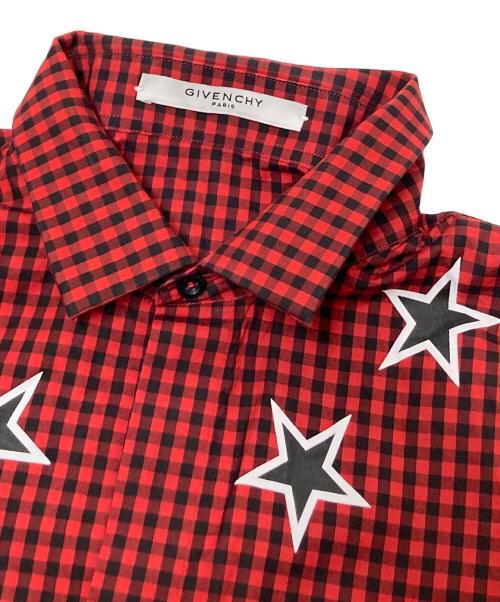 GIVENCHY（ジバンシィ）GIVENCHY (ジバンシィ) スタープリントギンガムチェックシャツ レッド サイズ:41の古着・服飾アイテム
