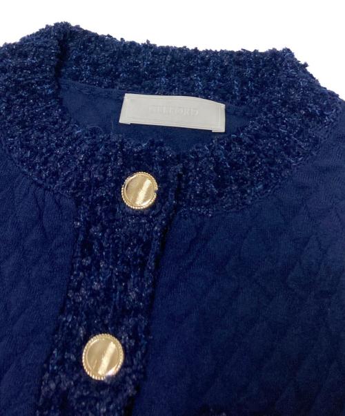 CELFORD（セルフォード）CELFORD (セルフォード) ツイード風ジャガードニットカーディガン ネイビー サイズ:38の古着・服飾アイテム