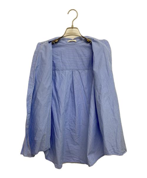 CLANE（クラネ）CLANE (クラネ) LOGO BUTTON-DOWN BASIC SHIRTS ブルー×ホワイト サイズ:1の古着・服飾アイテム