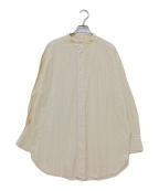 journal standard luxeジャーナルスタンダード ラックス）の古着「ストライプバンドカラーシャツ」｜イエロー×ホワイト