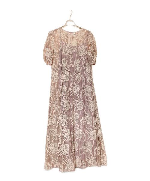 Kaene（カエン）Kaene (カエン) 配色レースエプロンワンピース ベージュ×ピンク サイズ:38の古着・服飾アイテム