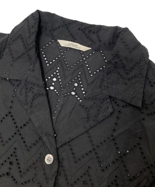 JOURNAL STANDARD relume（ジャーナルスタンダード レリューム）JOURNAL STANDARD relume (ジャーナルスタンダード レリューム) コットンカットワーク刺繍開襟シャツ ブラック サイズ:FREEの古着・服飾アイテム