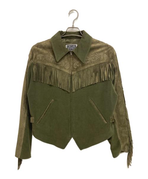 BYBLOS（ビブロス）BYBLOS (ビブロス) スウェード切替フリンジジャケット オリーブ サイズ:42の古着・服飾アイテム