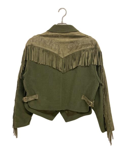 BYBLOS（ビブロス）BYBLOS (ビブロス) スウェード切替フリンジジャケット オリーブ サイズ:42の古着・服飾アイテム