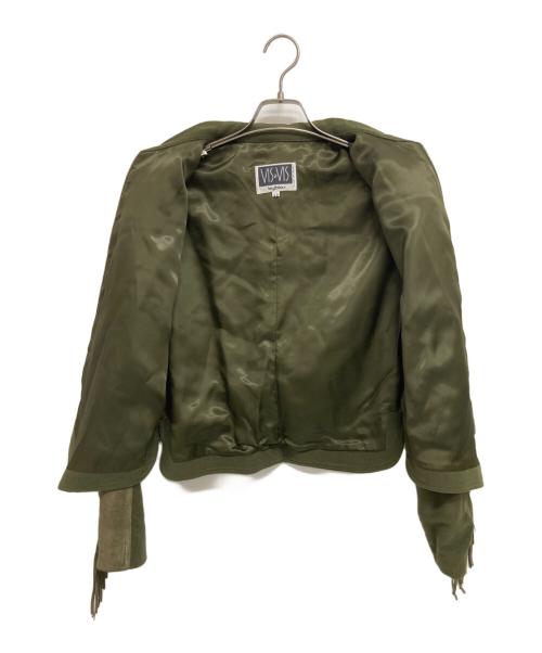BYBLOS（ビブロス）BYBLOS (ビブロス) スウェード切替フリンジジャケット オリーブ サイズ:42の古着・服飾アイテム