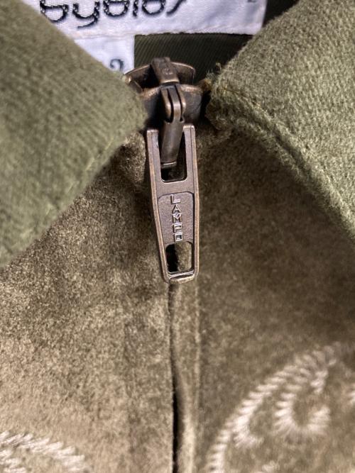 BYBLOS（ビブロス）BYBLOS (ビブロス) スウェード切替フリンジジャケット オリーブ サイズ:42の古着・服飾アイテム