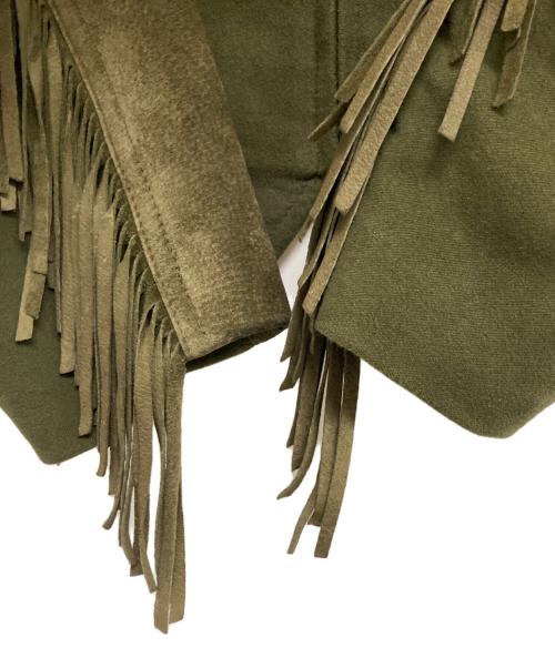 BYBLOS（ビブロス）BYBLOS (ビブロス) スウェード切替フリンジジャケット オリーブ サイズ:42の古着・服飾アイテム