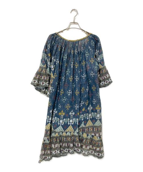 ISABEL MARANT ETOILE（イザベルマランエトワール）ISABEL MARANT ETOILE (イザベルマランエトワール) Teal Blue Graphic-Print Mini Dress グリーン×イエロー サイズ:38の古着・服飾アイテム