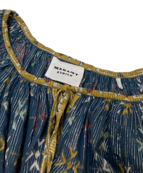 ISABEL MARANT ETOILE（イザベルマランエトワール）ISABEL MARANT ETOILE (イザベルマランエトワール) Teal Blue Graphic-Print Mini Dress グリーン×イエロー サイズ:38の古着・服飾アイテム