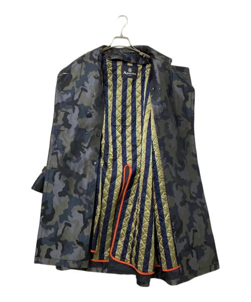 Aquascutum（アクアスキュータム）Aquascutum (アクアスキュータム) ライナー付迷彩トレンチコート ブラック×オリーブ サイズ:10の古着・服飾アイテム
