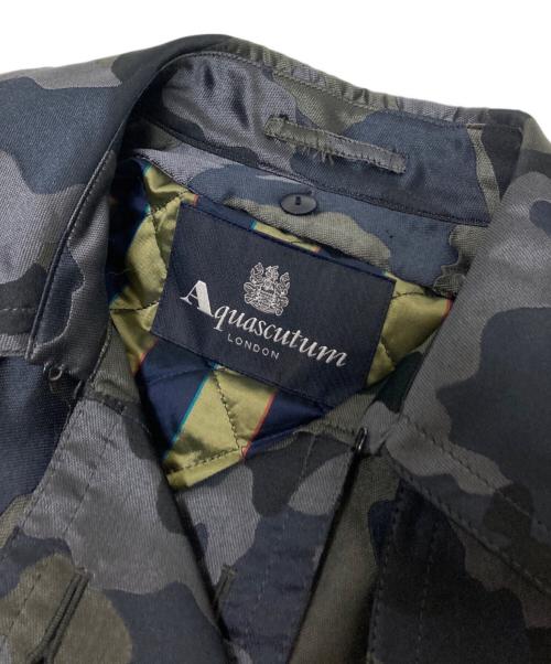 Aquascutum（アクアスキュータム）Aquascutum (アクアスキュータム) ライナー付迷彩トレンチコート ブラック×オリーブ サイズ:10の古着・服飾アイテム