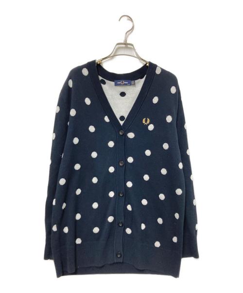 FRED PERRY（フレッドペリー）FRED PERRY (フレッドペリー) ドットニットカーディガン ブラック×ホワイト サイズ:US:6の古着・服飾アイテム