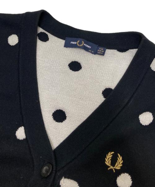 FRED PERRY（フレッドペリー）FRED PERRY (フレッドペリー) ドットニットカーディガン ブラック×ホワイト サイズ:US:6の古着・服飾アイテム