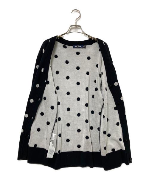 FRED PERRY（フレッドペリー）FRED PERRY (フレッドペリー) ドットニットカーディガン ブラック×ホワイト サイズ:US:6の古着・服飾アイテム
