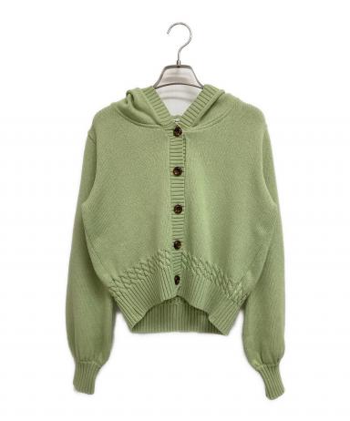 美品　ルネ　フーディーカーディガン 中古・古着通販】Rene (ルネ) ニットフーディカーディガン グリーン