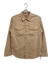 SUGAR CANE（シュガーケーン）の古着「COKE STRIPE WORK SHIRT」｜ベージュ×グリーン
