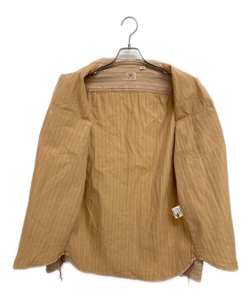 SUGAR CANE（シュガーケーン）SUGAR CANE (シュガーケーン) COKE STRIPE WORK SHIRT ベージュ×グリーン サイズ:Mの古着・服飾アイテム