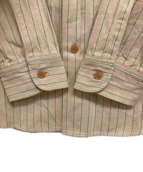 SUGAR CANE（シュガーケーン）SUGAR CANE (シュガーケーン) COKE STRIPE WORK SHIRT ベージュ×グリーン サイズ:Mの古着・服飾アイテム