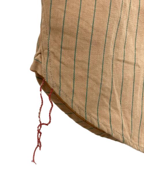 SUGAR CANE（シュガーケーン）SUGAR CANE (シュガーケーン) COKE STRIPE WORK SHIRT ベージュ×グリーン サイズ:Mの古着・服飾アイテム