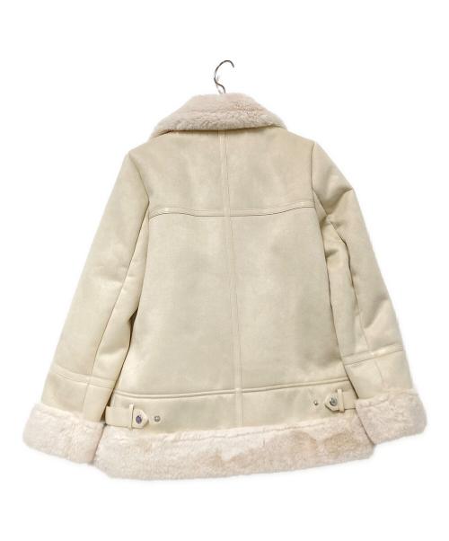 LAUREN RALPH LAUREN（ローレンラルフローレン）LAUREN RALPH LAUREN (ローレンラルフローレン) フェイクムートン ライダースジャケット ベージュ サイズ:XXSの古着・服飾アイテム