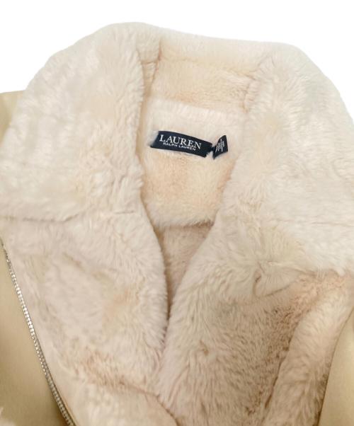 LAUREN RALPH LAUREN（ローレンラルフローレン）LAUREN RALPH LAUREN (ローレンラルフローレン) フェイクムートン ライダースジャケット ベージュ サイズ:XXSの古着・服飾アイテム