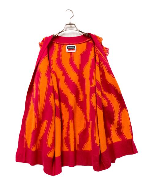 MAISON SPECIAL（メゾンスペシャル）MAISON SPECIAL (メゾンスペシャル) ネオグランジプライムオーバーフリンジジャガードVネックニットカーディガン ピンク×オレンジ サイズ:02の古着・服飾アイテム