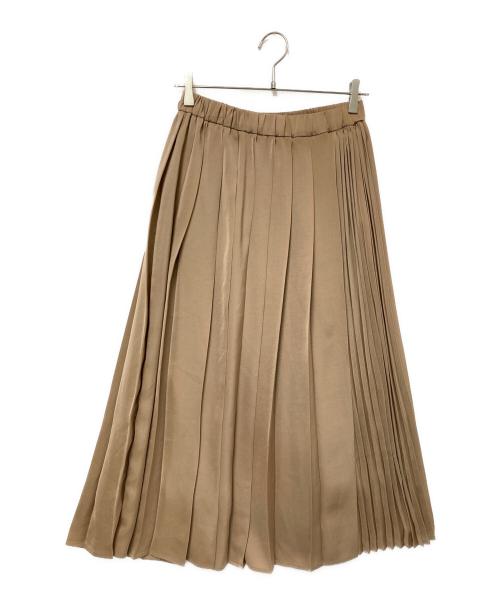 KUMIKYOKU（クミキョク）KUMIKYOKU (クミキョク) サテンプリーツスカート ベージュ サイズ:２の古着・服飾アイテム
