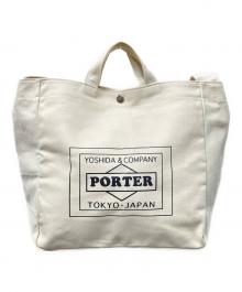 PORTER×CASE LOWERCASE（ポーター）の古着「2WAYキャンバストートバッグ」｜ベージュ×ブラック