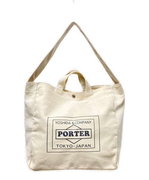 PORTER（ポーター）PORTER (ポーター) CASE LOWERCASE 2WAYキャンバストートバッグ ベージュ×ブラック サイズ:下記参照の古着・服飾アイテム