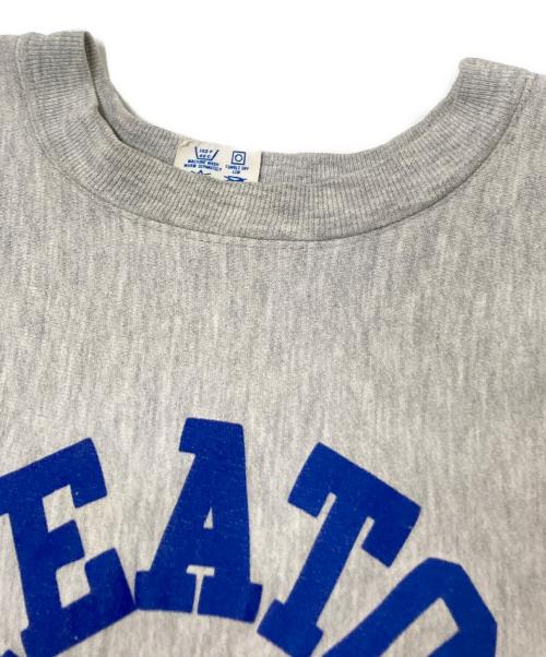Champion（チャンピオン）Champion (チャンピオン) 80‘Sカレッジプリントクルーネックスウェット グレー×ブルー サイズ:Lの古着・服飾アイテム