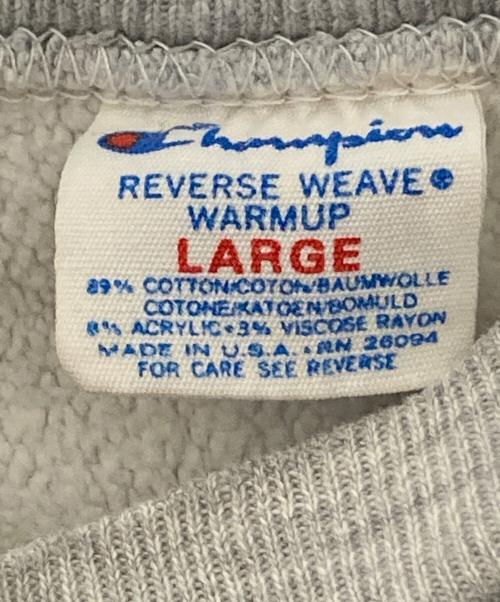 Champion（チャンピオン）Champion (チャンピオン) 80‘Sカレッジプリントクルーネックスウェット グレー×ブルー サイズ:Lの古着・服飾アイテム