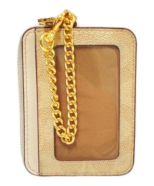COACH（コーチ）COACH (コーチ) ジップ カード ケース・シグネチャー キャンバス ベージュ サイズ:下記参照の古着・服飾アイテム
