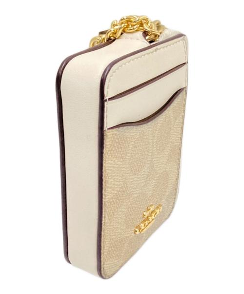 COACH（コーチ）COACH (コーチ) ジップ カード ケース・シグネチャー キャンバス ベージュ サイズ:下記参照の古着・服飾アイテム