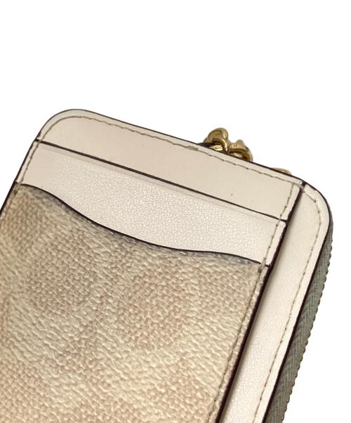 COACH（コーチ）COACH (コーチ) ジップ カード ケース・シグネチャー キャンバス ベージュ サイズ:下記参照の古着・服飾アイテム