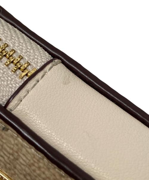 COACH（コーチ）COACH (コーチ) ジップ カード ケース・シグネチャー キャンバス ベージュ サイズ:下記参照の古着・服飾アイテム