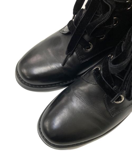 STACCATO（スタッカート）STACCATO (スタッカート) パールボタンレースアップブーツ ブラック サイズ:22.5㎝の古着・服飾アイテム