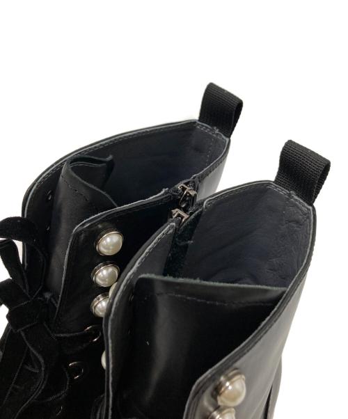 STACCATO（スタッカート）STACCATO (スタッカート) パールボタンレースアップブーツ ブラック サイズ:22.5㎝の古着・服飾アイテム