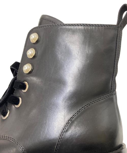 STACCATO（スタッカート）STACCATO (スタッカート) パールボタンレースアップブーツ ブラック サイズ:22.5㎝の古着・服飾アイテム
