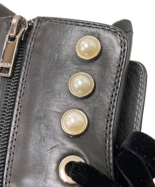 STACCATO（スタッカート）STACCATO (スタッカート) パールボタンレースアップブーツ ブラック サイズ:22.5㎝の古着・服飾アイテム