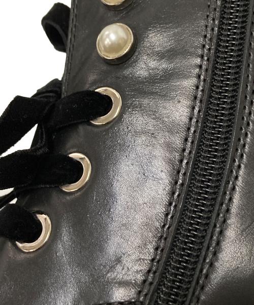 STACCATO（スタッカート）STACCATO (スタッカート) パールボタンレースアップブーツ ブラック サイズ:22.5㎝の古着・服飾アイテム