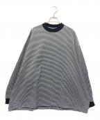 is-nessイズネス）の古着「BALLOON STRIPES LONG SLEEVE T SHIRT」｜ブラック×ホワイト