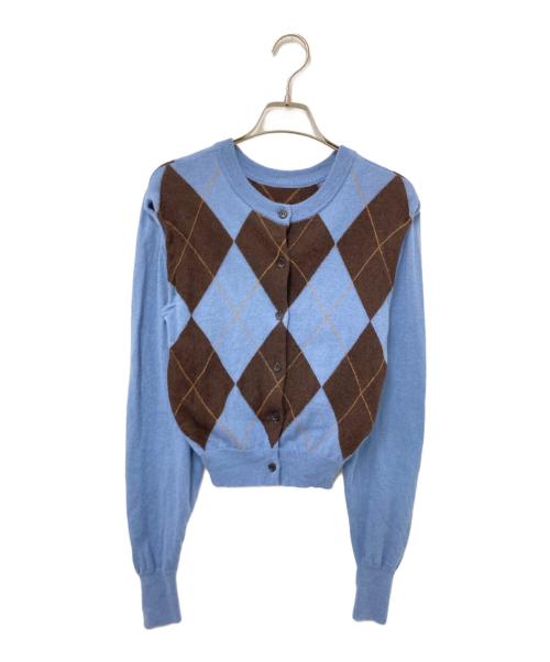 CLANE（クラネ）CLANE (クラネ) ARRANGE KNIT TOPS ブルー×ブラウン サイズ:1の古着・服飾アイテム