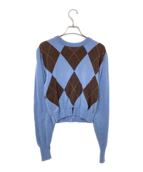 CLANE（クラネ）CLANE (クラネ) ARRANGE KNIT TOPS ブルー×ブラウン サイズ:1の古着・服飾アイテム
