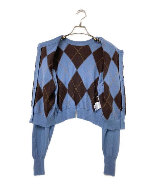 CLANE（クラネ）CLANE (クラネ) ARRANGE KNIT TOPS ブルー×ブラウン サイズ:1の古着・服飾アイテム