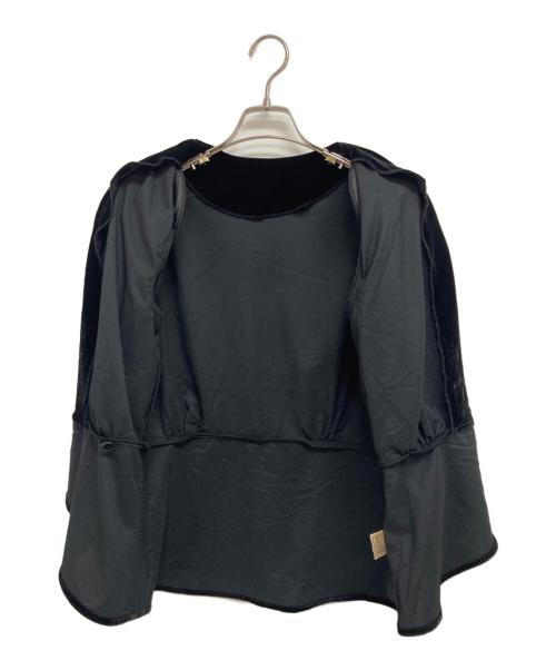 anuke（アンヌーク）anuke (アンヌーク) ベロアギャザーブラウス ブラック サイズ:freeの古着・服飾アイテム