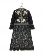 CHRISCELINクリスセリーン）の古着「ローズエンブロイダリーレースワンピース」｜ブラック
