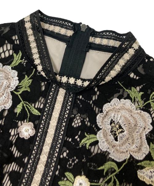 CHRISCELIN（クリスセリーン）CHRISCELIN (クリスセリーン) ローズエンブロイダリーレースワンピース ブラック サイズ:38の古着・服飾アイテム